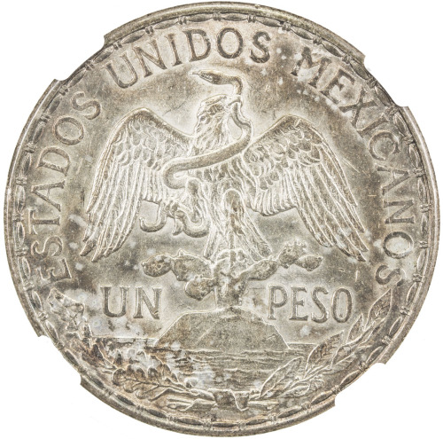 World Coins - The Americas，MEXICO: AR 1 peso, 1913, KM-453, Caballito reverse, NGC graded MS62.