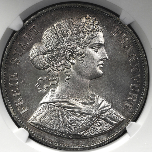GERMANY Frankfurt フランクフ儿ト 2Taler 1866 NGC-MS62 トーン -UNC