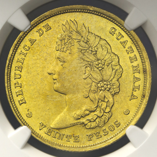GUATEMALA グァテマラ 20Pesos 1878F NGC-MS62 -UNC