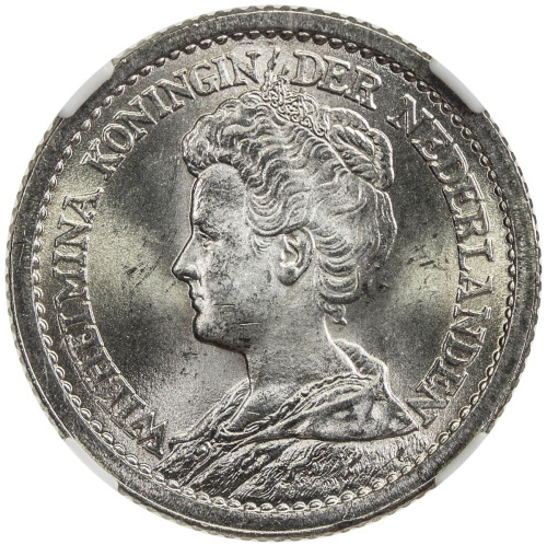 World Coins - Europe，NETHERLANDS: Wilhelmina I, 1890-1948, AR ½ gulden, 1912, KM-147, a lovely examp