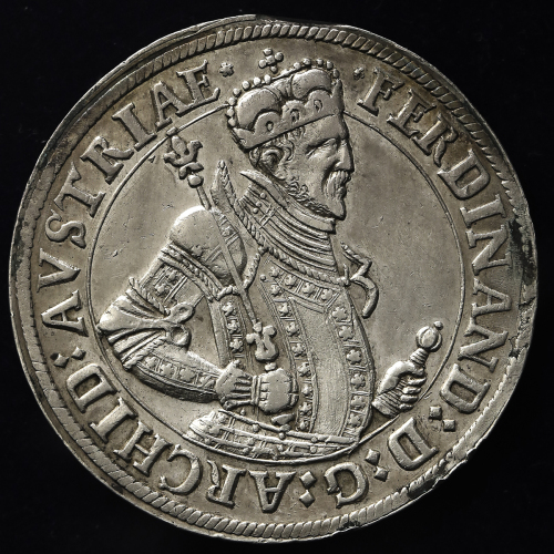 HOUSE OF HABSBURG Erzherzog Ferdinand フェ儿ディナンド大公(1564~95) Taler ND Cleaned 洗浄 縁小伤 小锖付着 EF+