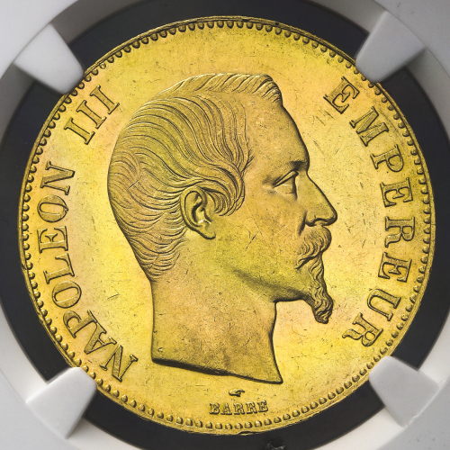 FRANCE Napoleon III ナポレオン3世(1852~70) 100Francs 1858A NGC-MS63 UNC