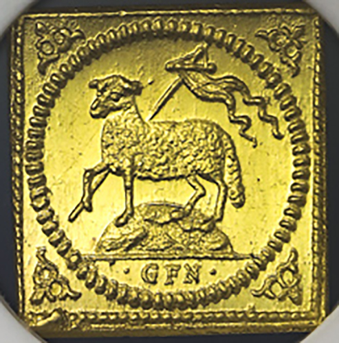 GERMANY Nureberg ニュ儿ンベ儿ク Klippe 1/4Ducat ND(1700) NGC-MS64 UNC+