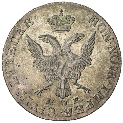 World Coins - Europe，LÜBECK (CITY): AR 32 schilling (18.30g), 1797-HDF, KM-199, slight weakness in t