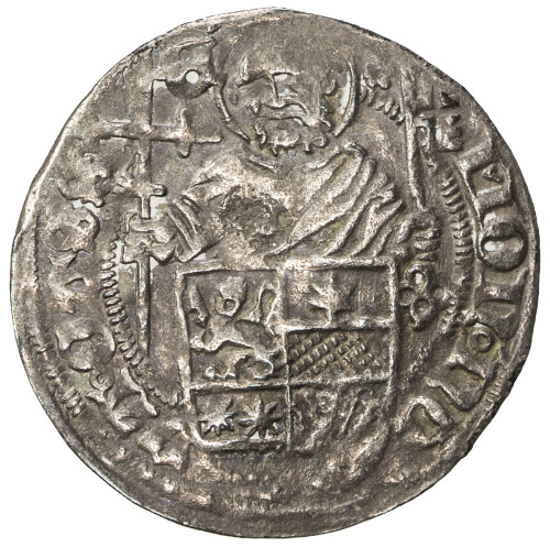 World Coins - Europe，HESSE: Wilhelm I, 1483-1493, ½ petersgroschen (1.29g), Schütz-360, St. Peter ab