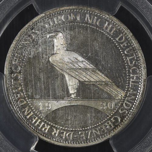 GERMANY Weimar Rep ワイマー儿共和国 3Reichsmark 1930A PCGS-PR UNC Detail ”Lacquer”   ラッカーあり Proof UNC