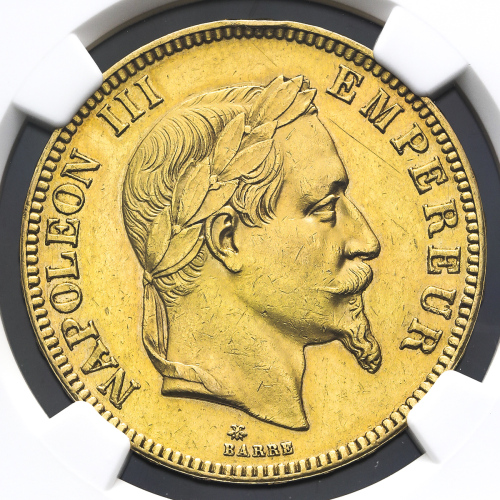 FRANCE Napoleon III ナポレオン3世(1852~70) 100Francs 1869A NGC-AU Details“Scratches“ スクラッチ2本 EF