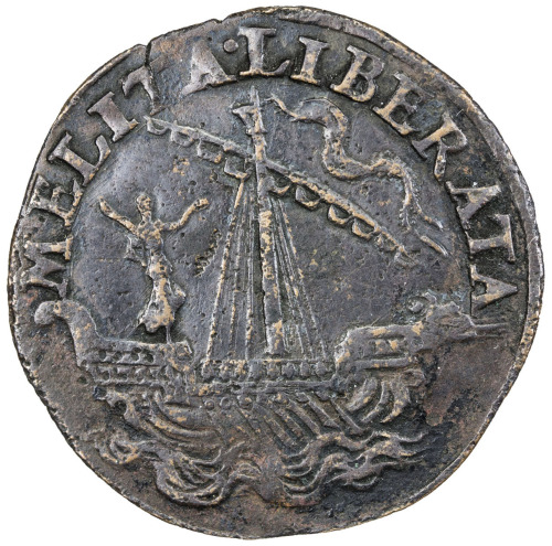World Coins - Europe，MALTA: Jean Parisot de Valette, 1557-1568, AE medal (3.57g), 1565, Dugniolle-24