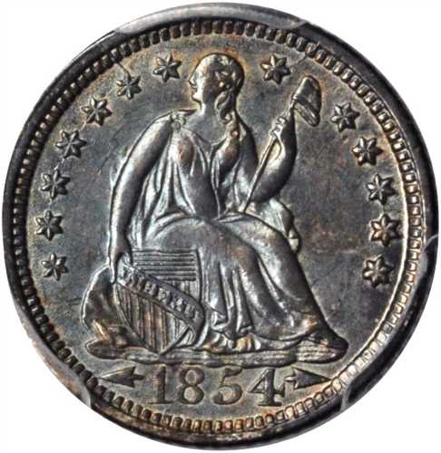 1854-O Liberty Seated Half Dime. Arrows. MS-62 (PCGS).