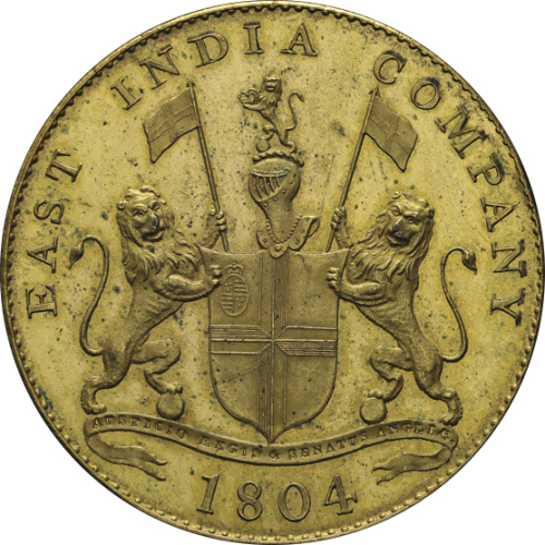 INDIA British India Bombay Presidency イギリス领インド・ボンベイ保护领 2Pice in Gilt 1804//AH1219 污れ Proof UNC 