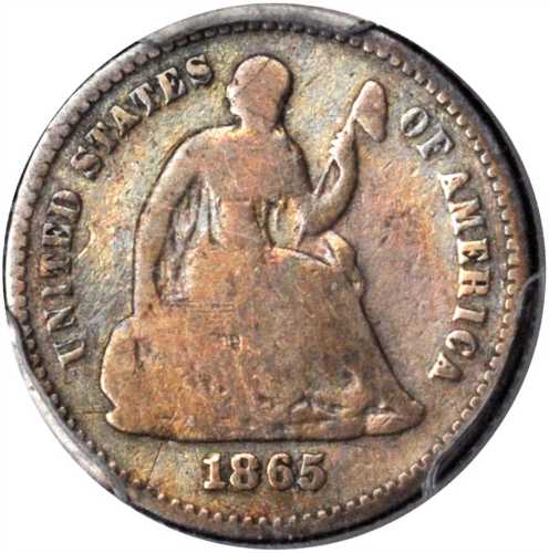 1865 Liberty Seated Half Dime. Good-6 (PCGS).