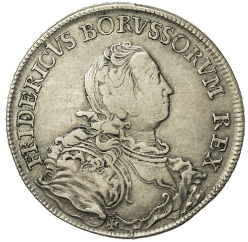 World Coins - Europe，PRUSSIA: Friedrich II, 1740-1786, AR thaler, 1751-B, KM-256, Dav-2583, Fine to 
