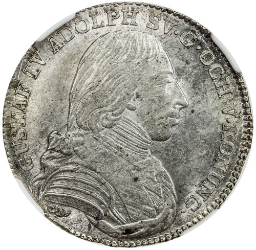 World Coins - Europe，SWEDEN: Gustav IV Adolph, 1792-1809, AR 1/6 riksdaler, 1805/4, KM-385, Cr-86, i