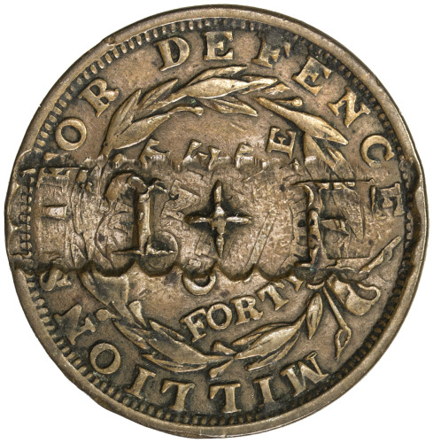 US Coins, Tokens & Medals，UNITED STATES:Brunk—, VF, Merchant counterstamp T+F within scalloped recta