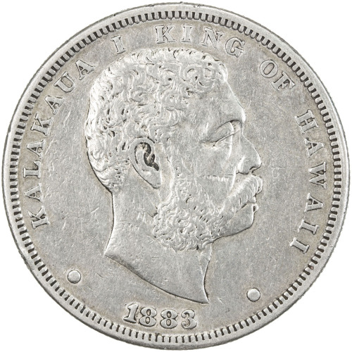 World Coins - Australia & Pacific，HAWAII: Kalakaua, 1874-1891, AR dollar (dala), 1883, KM-7, VF to E