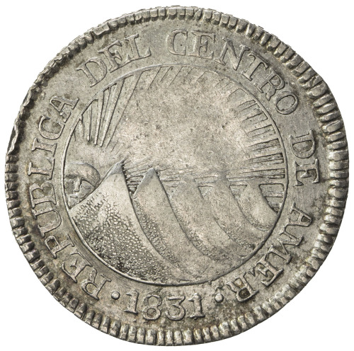 World Coins - The Americas，CENTRAL AMERICAN REPUBLIC: AR 2 reales (6.32g), 1831-TF, KM-9.3, 2 small 