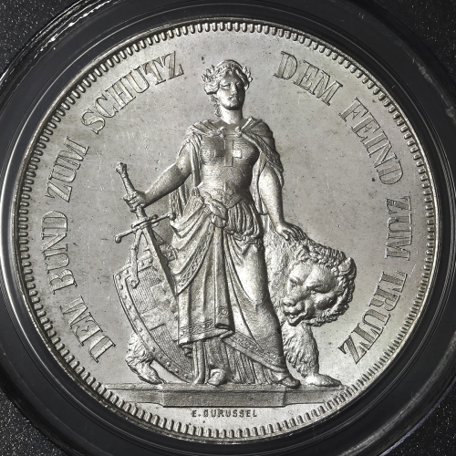 SWITZERLAND Shooting Festival 射击节 5Francs 1885 PCGS-MS65 UNC~FDC