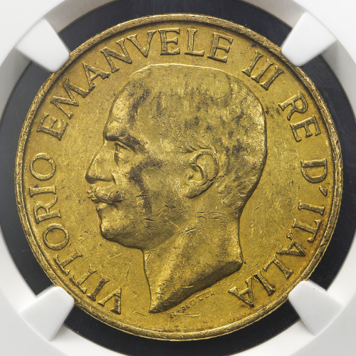 ITALY Kingdom 统一王国 100Lire 1923R NGC-AU58 マット EF+