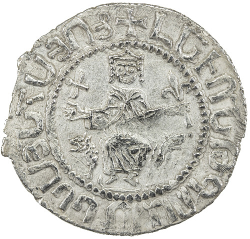 World Coins - Europe，ARMENIA: Levon I, 1198-1219, AR double tram (5.55g), Ner-268, king seated on li