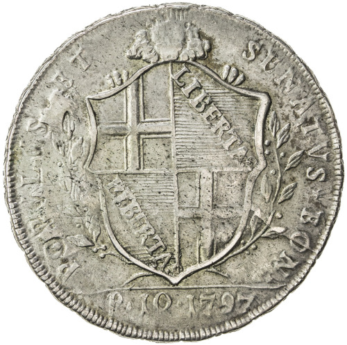 World Coins - Europe，BOLOGNA: Revolutionary Government, 1796-1797, AR 10 paoli (29.04g), 1797, KM-33