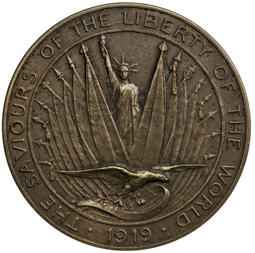 US Coins, Tokens & Medals，UNITED STATES:1919, bronze medal, H&K-903, AU, 45mm, 45.14g: World War I, 