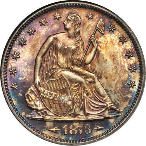 1873-S Liberty Seated Half Dollar. Arrows. WB-1, the only known dies. Rarity-3+. MS-64 (NGC).