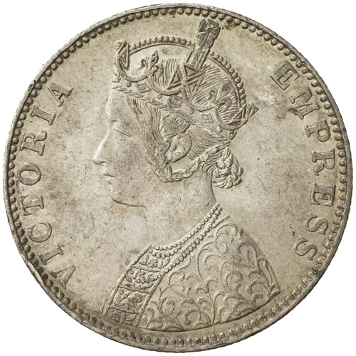 India - Princely States，BIKANIR: Ganga Singh, 1887-1912, AR rupee, 1892, KM-72, with portrait of Que