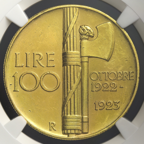 ITALY Kingdom 统一王国 100Lire 1923R NGC-AU58 Matte マット EF+