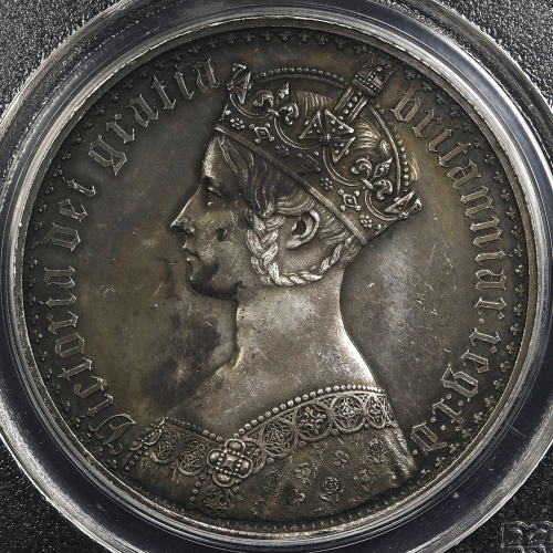 GREAT BRITAIN Victoria ヴィクトリア(1837~1901) Crown 1847 PCGS-PR61 トーン Proof AU