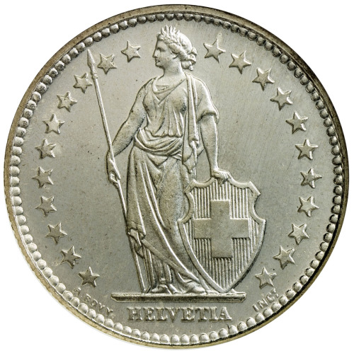 World Coins - Europe，SWITZERLAND: AR 2 francs, 1940-B, KM-21, a lovely example! NGC graded Specimen 