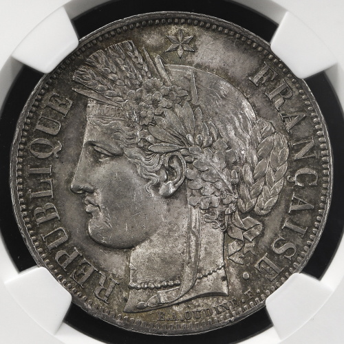 FRANCE 2nd Rep 第二共和政(1848~51) 5Francs 1849A NGC-MS62 AU/UNC