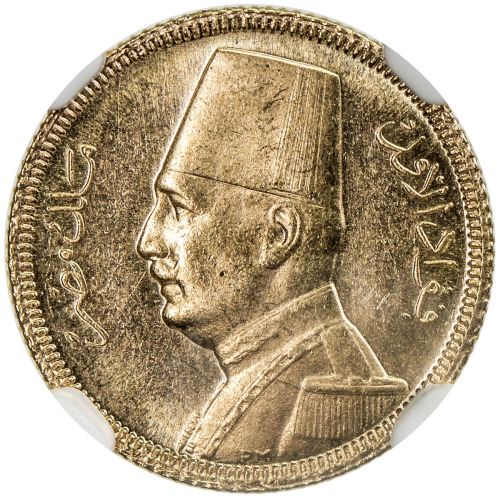 World Coins - Africa，EGYPT: Fuad, as King, 1922-1936, AV 20 qirsh, 1930/AH1349, KM-351, NGC graded M