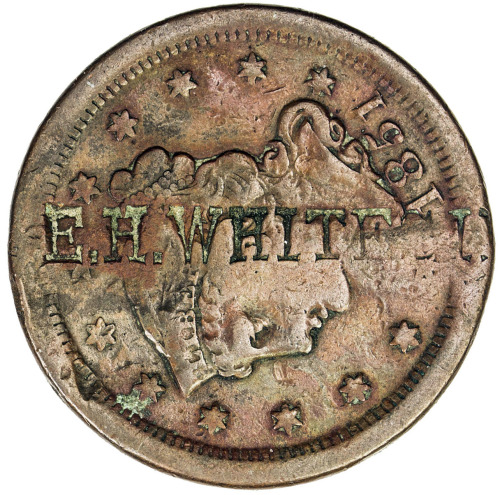 US Coins, Tokens & Medals，UNITED STATES:Brunk W-530, VF, Merchant counterstamp E. H. WHITESIDE eithe