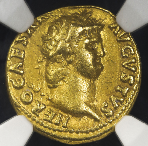 Roman Empire ローマ帝国 AV Aureus Nero ネロ AD54~68 NGC-Ch.VF“Strike4/5 Surface3/5“ VF+