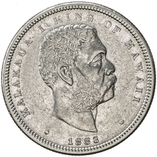 World Coins - Australia & Pacific，HAWAII: Kalakaua, 1874-1891, AR half dollar (hapalua), 1883, KM-6,