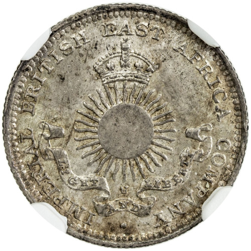 World Coins - Africa，MOMBASA: Victoria, 1837-1901, AR 2 annas, 1890-H, KM-2, attractive light origin