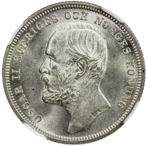 World Coins - Europe，SWEDEN: Oscar II, 1872-1907, AR krona, 1901, KM-760, initials EB, a gorgeous ex