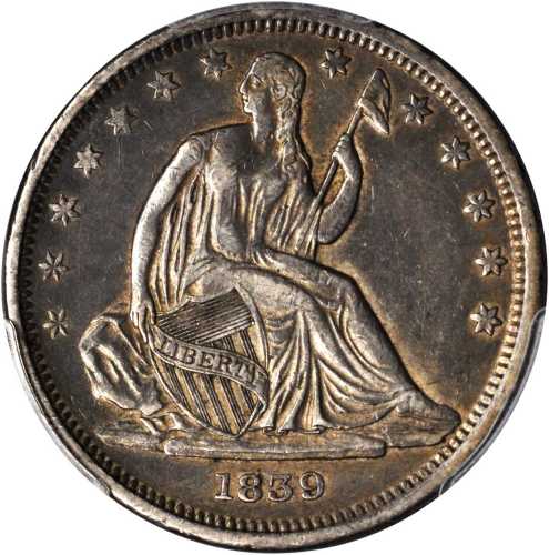 1839 Liberty Seated Half Dollar. Liberty Seated. No Drapery. WB-2. Rarity-3. EF-40 (PCGS).