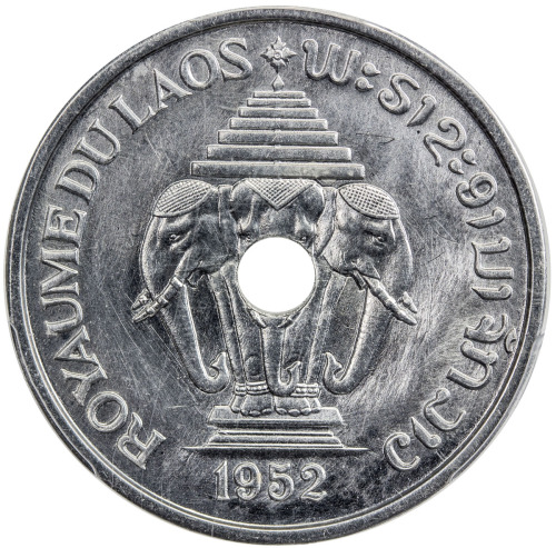 World Coins - Asia & Middle-East，LAOS: Sisavang Vong, 1904-1959, 20 cents, 1952, KM-PE2, Gad-2; Lec-