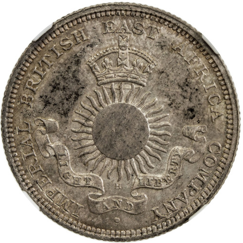 World Coins - Africa，MOMBASA: Victoria, 1837-1901, AR ½ rupee, 1890-H, KM-4, attractive original ton