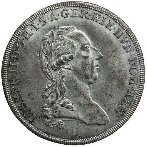 World Coins - Europe，AUSTRIAN NETHERLANDS: Josef II, 1765-1790, white metal kronentaler, Kremnitz, D