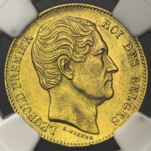BELGIUM ベ儿ギー Kingdom 王国 20Francs 1865 NGC-AU58 EF+