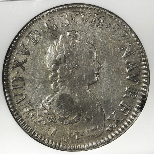 FRANCE Louis XV 儿イ15世(1715~1774) Ecu Vertugadin 1716A NGC-AU55 -EF