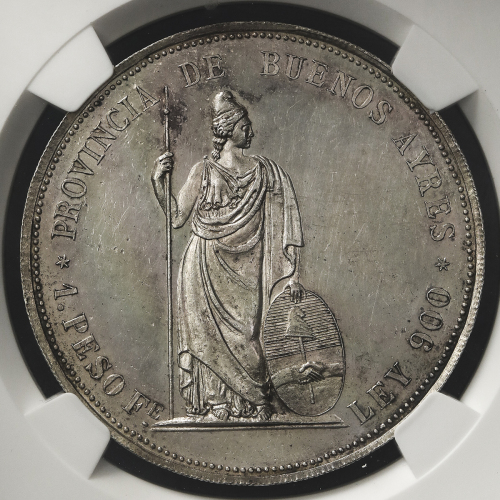 ARGENTINE ア儿ゼンチン Pattern Silver Peso 1879 NGC-PF62 Proof -UNC