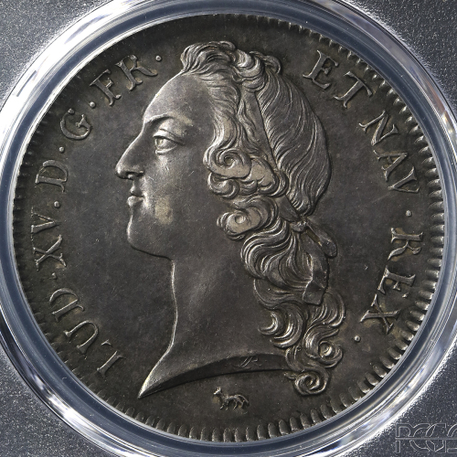 FRANCE Louis XV 儿イ15世(1715~1774) Ecu au bandeau 1740A PCGS-AU55 トーンプ儿ーフ? EF
