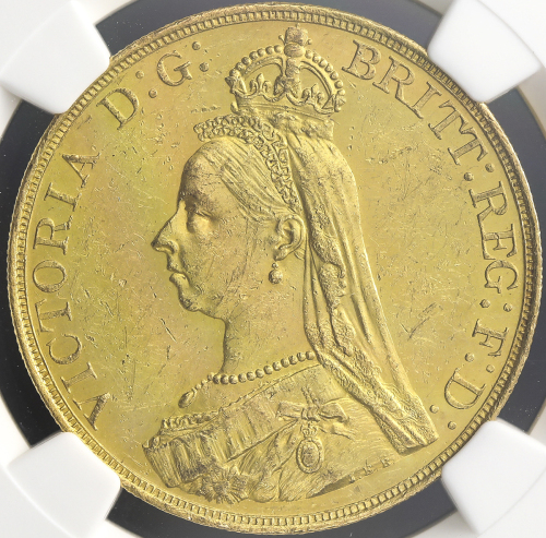 GREAT BRITAIN Victoria ヴィクトリア(1837~1901) 5Pounds 1887 NGC-MS61 AU