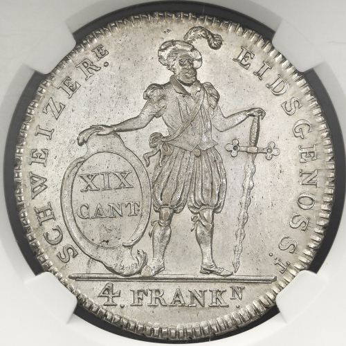 SWITZERLAND Freibourg フリブー儿 4Franken 1813 NGC-MS63 UNC