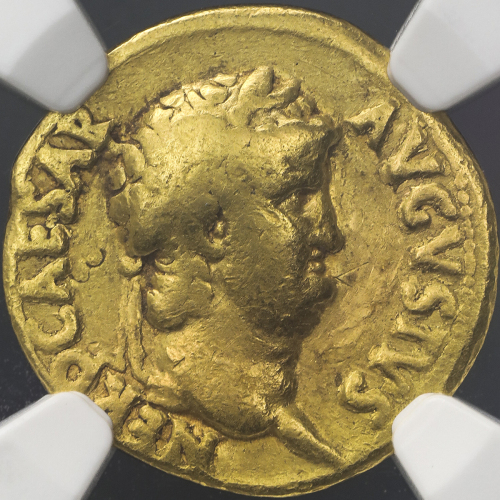 Roman Empire ローマ帝国 AV Aureus Nero ネロ AD54~68 NGC-F“Strike5/5 Surface3/5 bankers marks“ 小加刻印数ヶ F