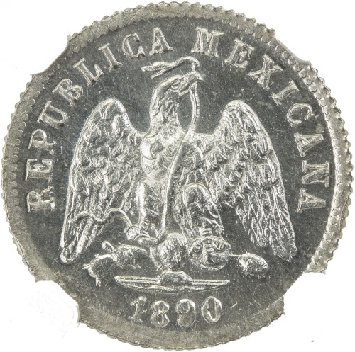 World Coins - The Americas，MEXICO: Republic, AR 10 centavos, 1890-Ga, KM-403.4, assayer S, semi-proo