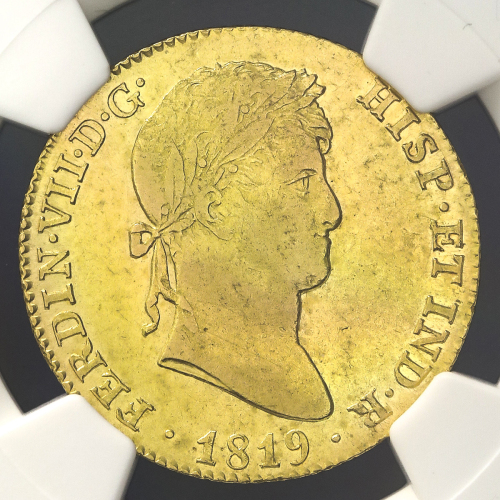 SPAIN スペイン 4Escudos 1819GJ NGC-AU53 -EF